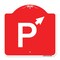 Signmission PWith Up Arrow Pointing Right, Red & White Aluminum Architectural Sign, 18" x 18", RW-1818-23509 A-DES-RW-1818-23509 - alternate 1